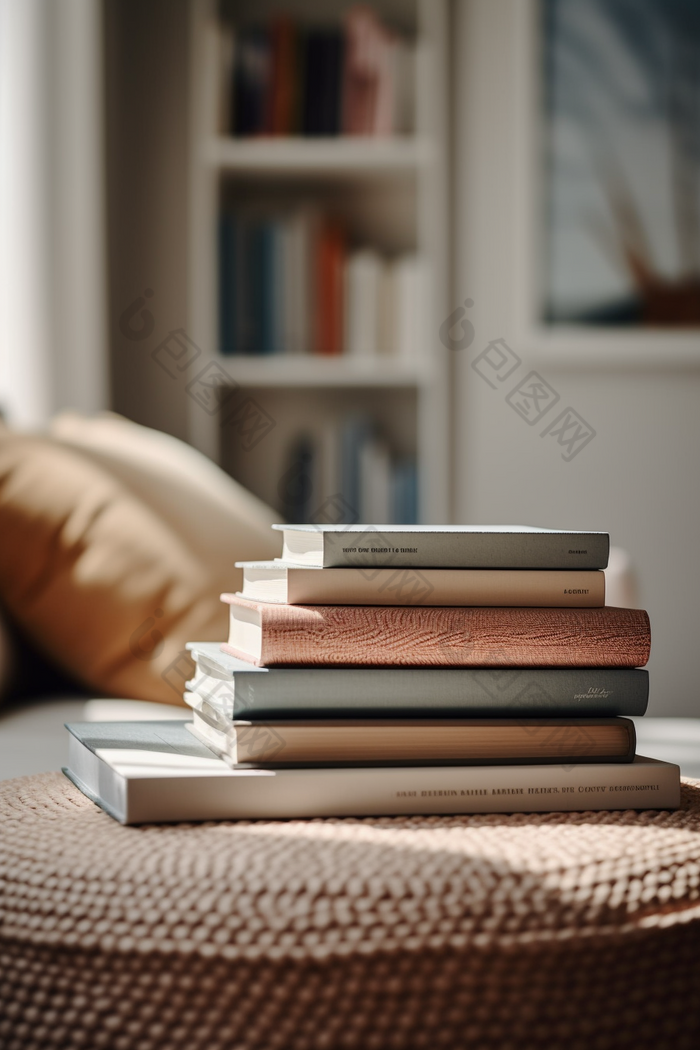 桌子上的书籍专业摄影清新淡色