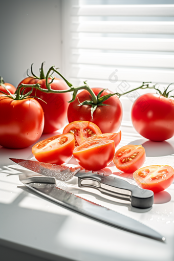 厨房的切片西红柿番茄高清