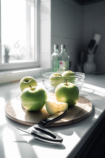 厨房的切片苹果摄影图数字艺术10