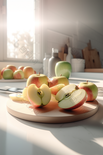 厨房的切片苹果摄影图数字艺术5
