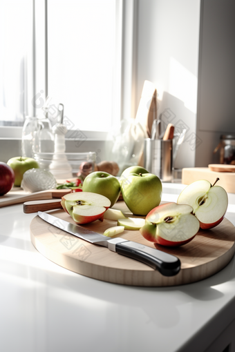 厨房的切片苹果摄影图数字艺术2