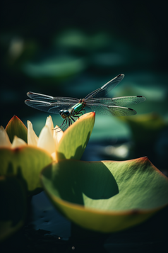 夏季莲花上的蜻蜓摄影图数字艺术5