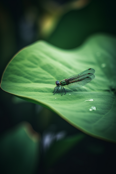 夏季荷叶上的蜻蜓摄影图数字艺术9