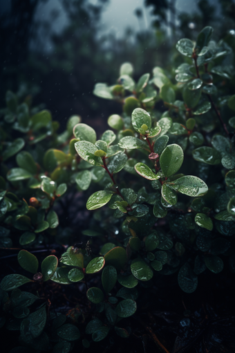 户外<strong>雨滴</strong>灌木丛光植物摄影