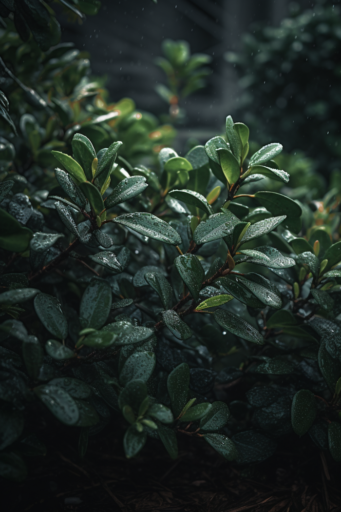 户外雨滴灌木丛绿植植物摄影