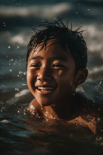 <strong>水中</strong>嬉戏的男孩摄影图花朵摄影图数字艺术10
