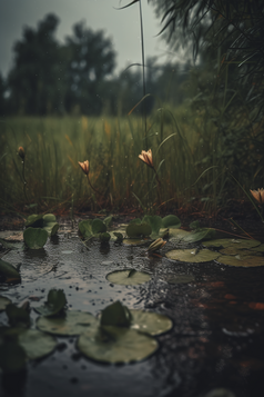 雨季的池塘摄影图数字艺术11