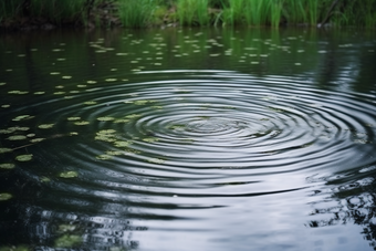 涟漪池塘多<strong>雨的</strong>季节水面波纹摄影图15