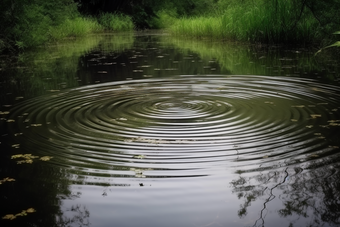 涟漪池塘多<strong>雨的</strong>季节水面波纹摄影图12