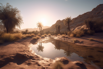 沙漠<strong>绿洲</strong>沙漠水源植物荒地摄影图19