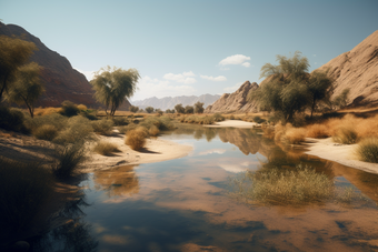 <strong>沙漠绿洲沙漠</strong>水源植物荒地摄影图2