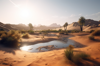 沙漠绿洲沙漠水源植物荒地摄影图13