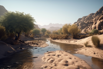 沙漠绿洲沙漠水源植物荒地摄影图10