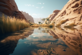 沙漠绿洲沙漠水源植物荒地摄影图9