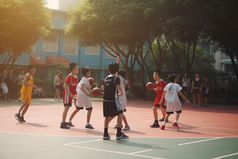 操场学生打篮球运动锻炼阳光活动摄影图1