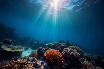 珊瑚海洋生活海底清澈的水海底世界摄影图2