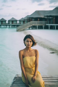 女人亚洲马尔代夫海滩沙滩旅行摄影摄影图45