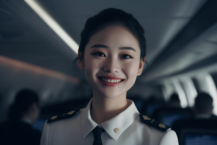 空姐乘务员飞机航班职业肖像摄影图