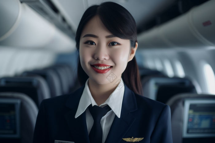 空姐乘务员飞机航班职业肖像摄影图