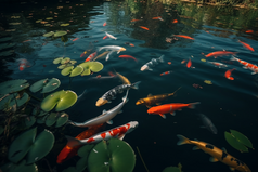锦鲤鱼清澈的湖水动物池塘观赏摄影图4