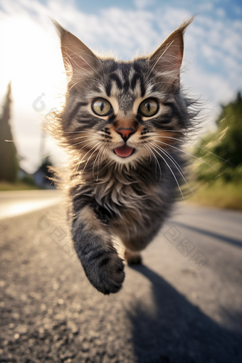 猫宠物晴朗的天气奔跑摄影图29