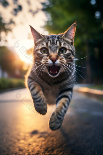 猫宠物<strong>晴朗的天气</strong>奔跑摄影图22