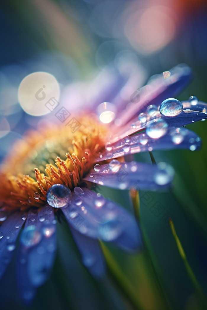 盛开的花朵晶莹剔透水珠植物花卉盛开的露水