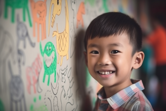 孩子童年涂鸦<strong>画笔</strong>艺术绘画儿童墙绘摄影图25