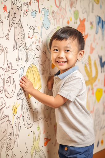 童年儿童快乐艺术绘画涂鸦墙绘儿童画儿童