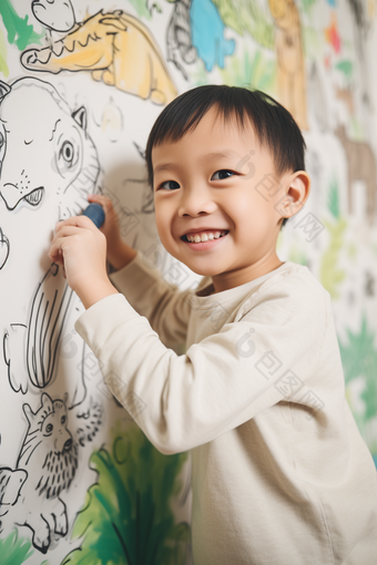 童年儿童快乐艺术绘画涂鸦墙绘画笔儿童画