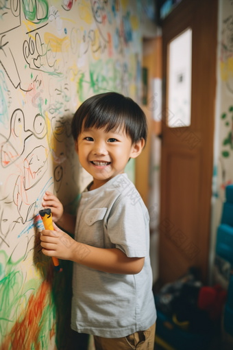 童年儿童快乐艺术绘画涂鸦墙绘画笔儿童