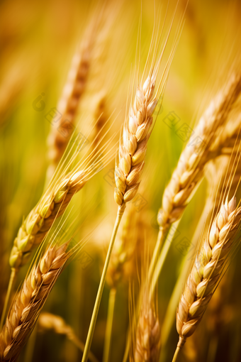 金黄色的小麦随风摇曳特写麦穗丰收