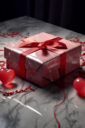 大理石精致的包装礼物礼品红色