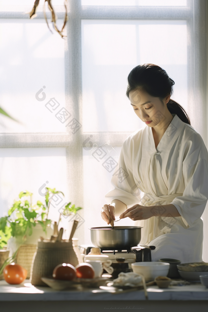 女人厨房做饭烹饪家务制作女性