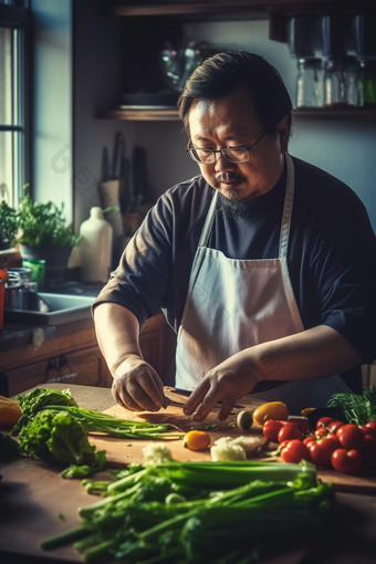 男人厨房切菜做饭烹饪菜肴高清<strong>摄影</strong>