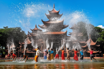 少数民族傣族泼水节节日文化
