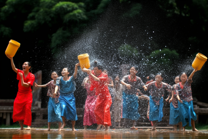 少数民族傣族泼水节节日喜庆
