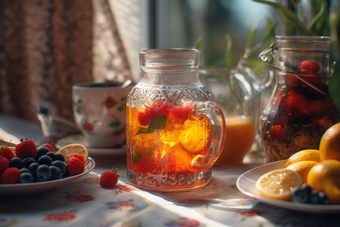 午后阳光果汁花蜜氛围红茶玻璃杯