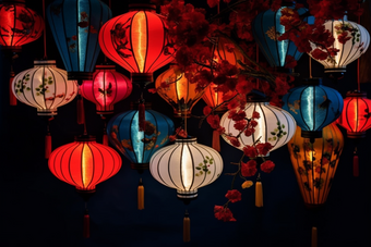 中国风红灯笼花灯喜庆传统
