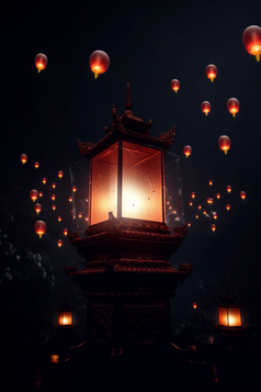 中国风孔明灯摄影图8