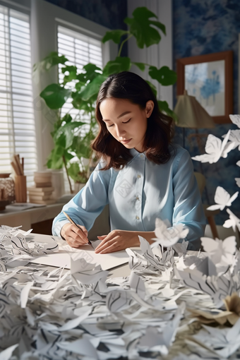 国风女孩折纸手工艺品文化