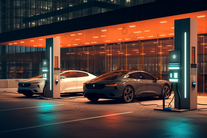 正在充电的新能源汽车高科技智能