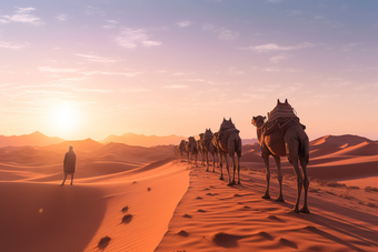 <strong>沙漠</strong>里的骆驼纵队旅行撒哈拉大