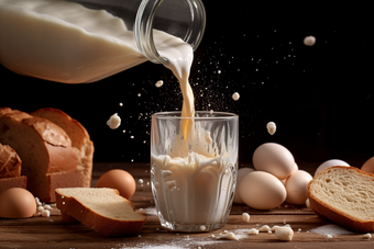 倒牛奶创意健康早餐