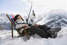 滑雪休息帆布躺椅山
