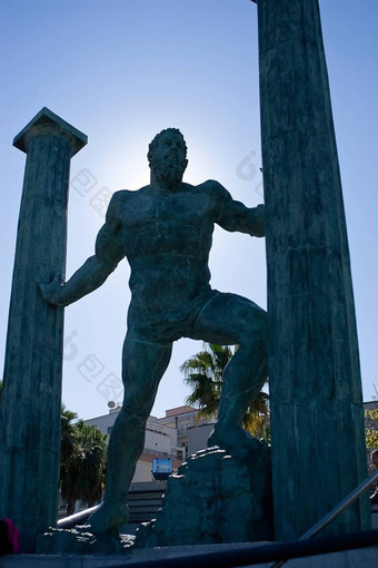 赫拉克勒斯支柱雕像入口休达港口港口休达安达卢西亚西班牙