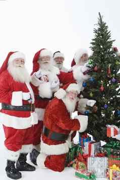 集团但穿着圣诞老人老人装修圣诞节树