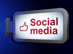 社会媒体概念社会媒体拇指广告牌背景