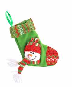 圣诞节绿色袜子雪人