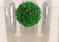 绿色自然球浮动房间